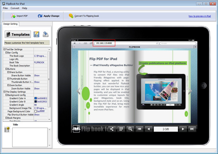 FlipBook Creator for iPad run within Local Area Network