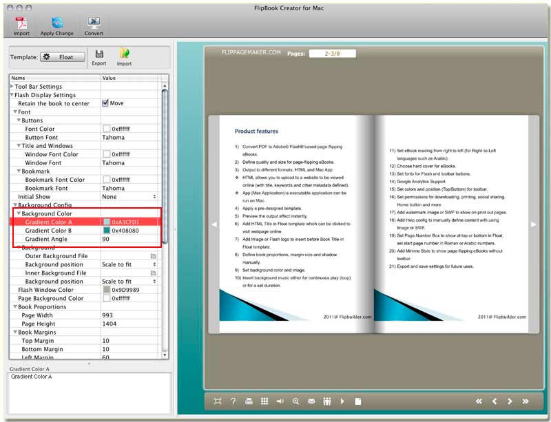 Teach you custom suitable gradient background with FlipBook Creator for MAC in 1 minute.