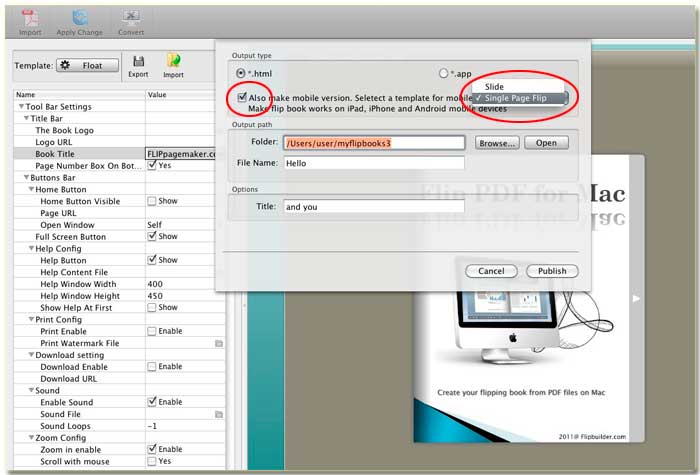 If you want to make mobile flipping book, you can use FlipBook Creator for MAC made by flippagemaker.com