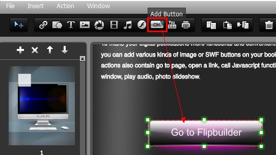Add Action Button on your flip pages by Online Book Publishing Software?