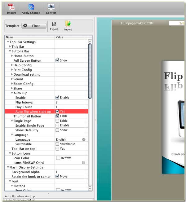 FlipBook Creator for MAC auto flip when start up