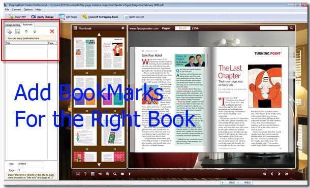 add bookmarks and preview at the right preview window