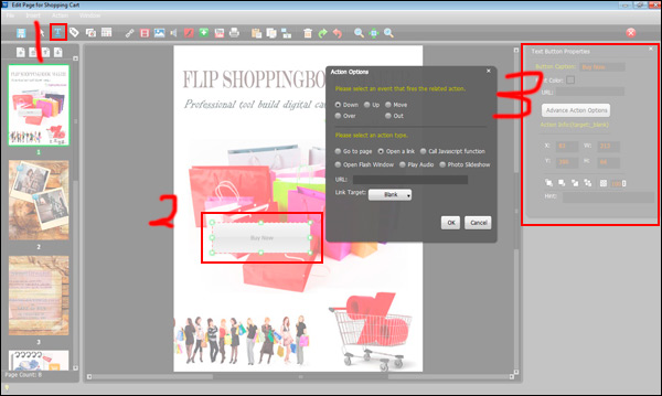 Flip ShoppingBook Maker teach you how to add text on button and edit background