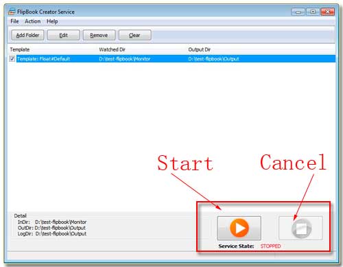 FlipBook Creator Service automatically start and cancel automitally
