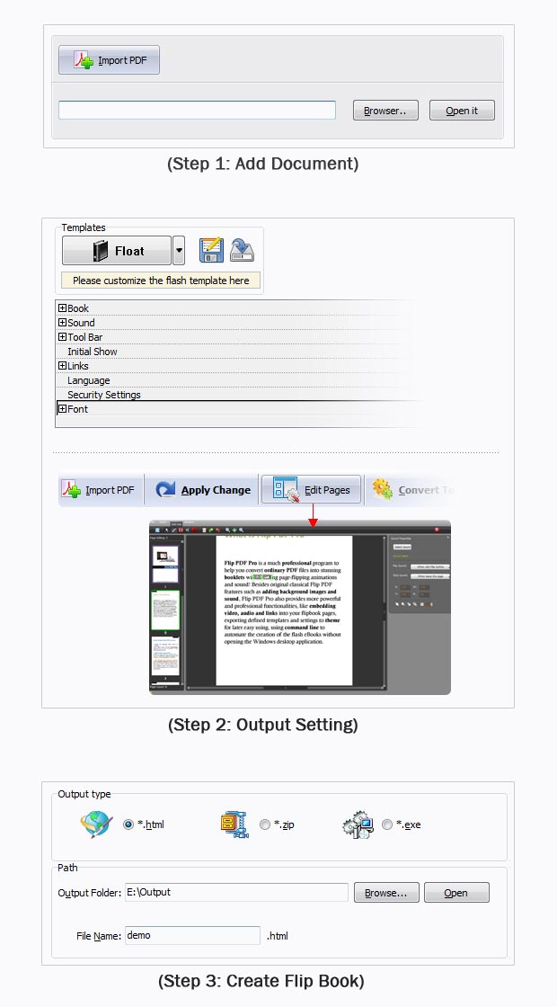 steps for FlipBook maker Professional