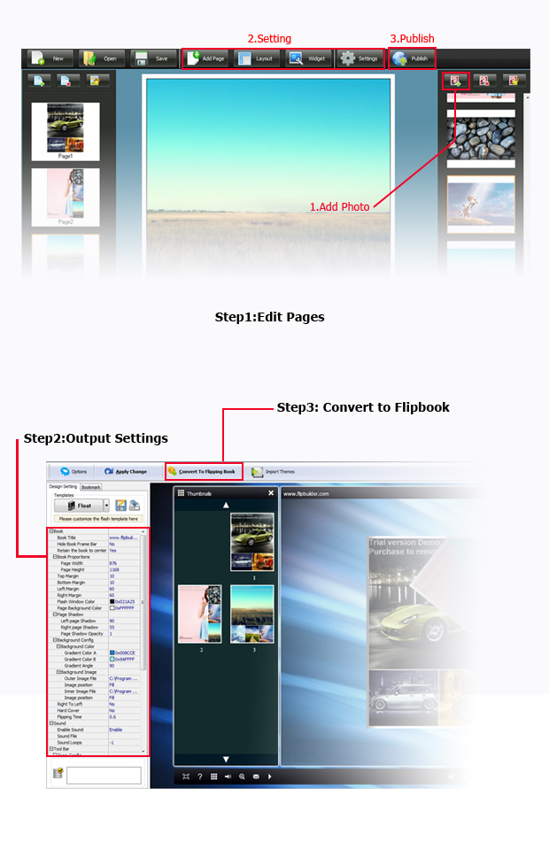 screenshots for Image to FlipBook maker