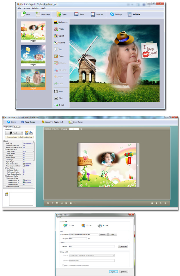 screenshots for photocollage to FlipBook maker
